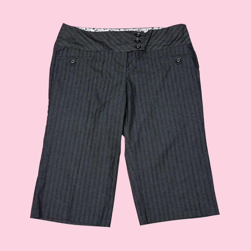 Joe Benbasset Pinstripe Capri Pants Gray Low Rise Cropped Trousers Size 13